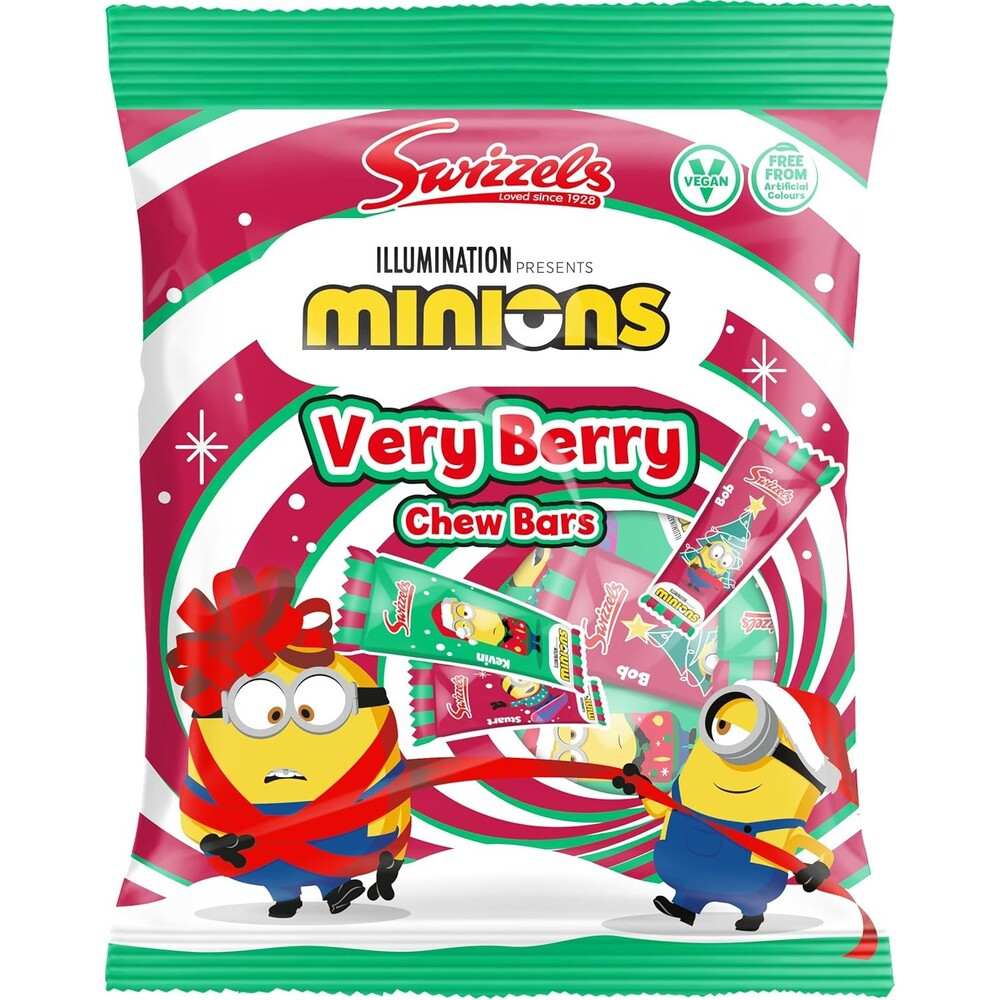 Χριστουγεννιάτικα Ζαχαρωτά Swizzels Minions Very Berry Chew Bars Vegan 140g